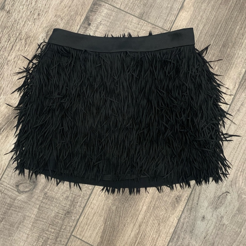 Express Black Feathered Mini Skirt